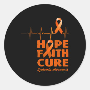 Pegatina Redonda Hope Faith Cure - Conciencia sobre la leucemia