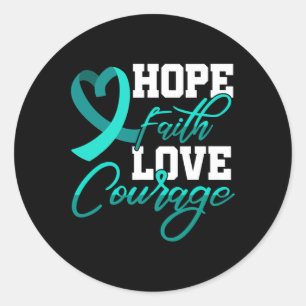 Pegatina Redonda Hope Faith Love Courage Pstd Stress Awareness Mont