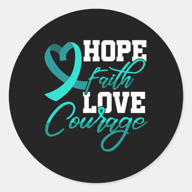 Pegatina Redonda Hope Faith Love Courage Pstd Stress Awareness Mont (Anverso)
