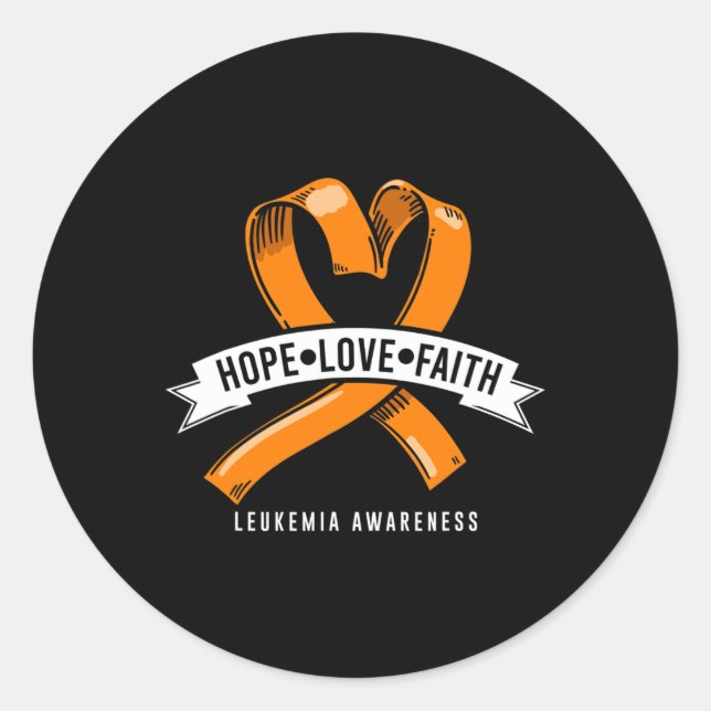 Pegatina Redonda Hope Faith Love Leukemia Conciencia sobre el cánce (Anverso)