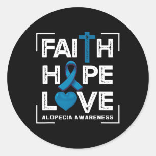 Pegatina Redonda Hope Love Alopecia Alopecia Conciencia 1