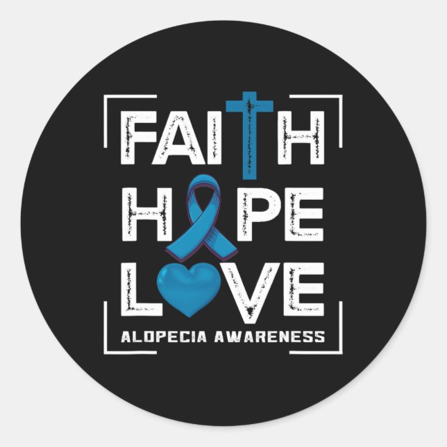 Pegatina Redonda Hope Love Alopecia Alopecia Conciencia 1 (Anverso)