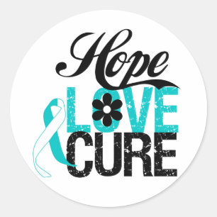 Pegatina Redonda Hope Love Cure CERVICAL CÁNCER Regalos