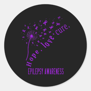 Pegatina Redonda Hope Love Cure Epilepsy Awareness T