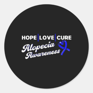 Pegatina Redonda Hope Love Cure Support Alopecia Awareness Ribbon