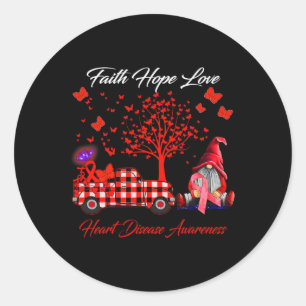 Pegatina Redonda Hope Love Heart Disease Awareness Gifts