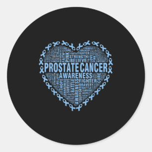 Pegatina Redonda Hope Love Prostate Cancer Awareness Heart Light Bl