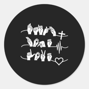 Pegatina Redonda Hope Love - Religión Cristiana Heartbeat Cross Hea
