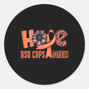 Pegatina Redonda Hope Naranja Ribbon Leopard Sunflower Rsd Crps Awa