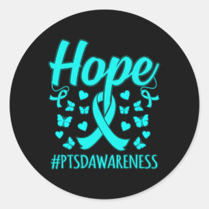 Pegatina Redonda Hope Ptsd Stress Awareness Ribbon Soporte Gráfico