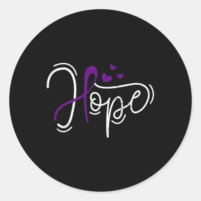 Pegatina Redonda Hope Purple Ribbon Awareness Addication Recovery (Anverso)