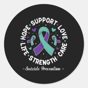 Pegatina Redonda Hope Support Love Life Suicide Prevención de Aware