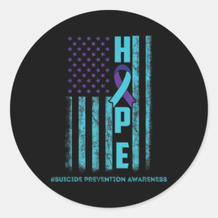 Pegatina Redonda Hope Usa Flag Suicidio Conciencia Camisa Cinta Men
