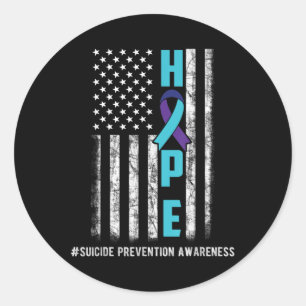 Pegatina Redonda Hope Usa Flag Suicidio Conciencia Camisa Cinta Men