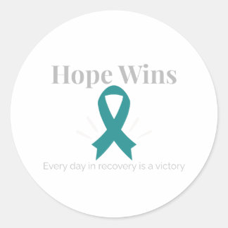 Pegatina Redonda Hope Wins Addiction Awareness Sticker