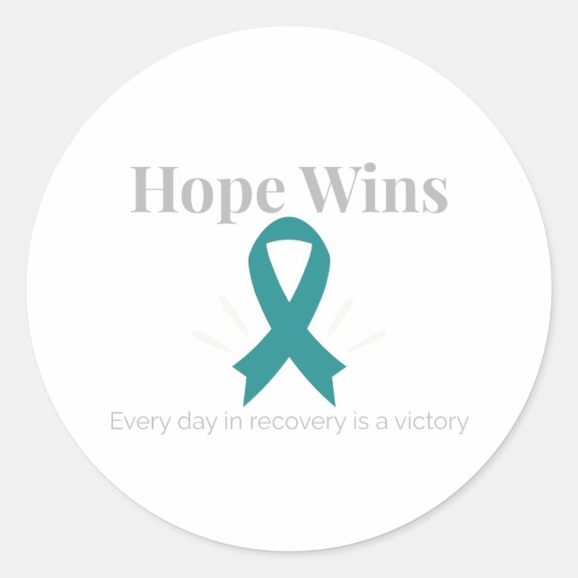 Pegatina Redonda Hope Wins Addiction Awareness Sticker (Anverso)