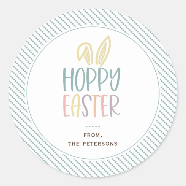 Pegatina Redonda Hoppy Ears Bunny (Anverso)