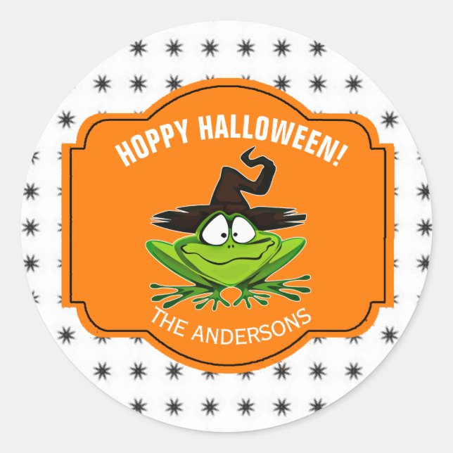 Pegatina Redonda Hoppy Halloween Frog ID221 (Anverso)