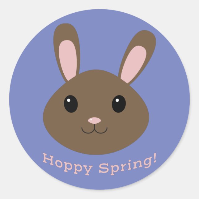 Pegatina Redonda Hoppy Spring Bunny (Anverso)