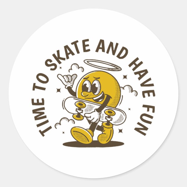 Pegatina Redonda Hora de patinar (Anverso)