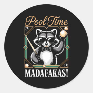 Pegatina Redonda Hora de piscina malditos payaso mapache jugador de