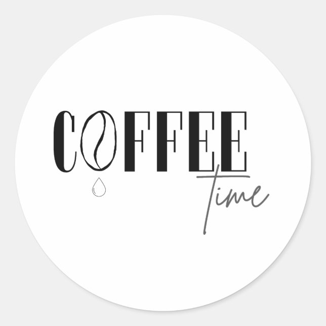 Pegatina Redonda Hora del café (Anverso)