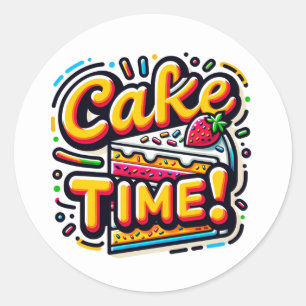 Pegatina Redonda Hora del pastel de cumpleaños