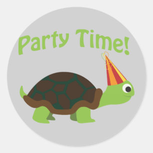 Pegatina Redonda ¡Hora fiesta! Tortuga