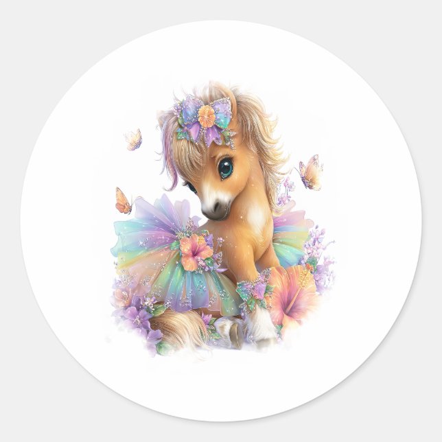 Pegatina Redonda Horario Granja Arcoiris (Anverso)