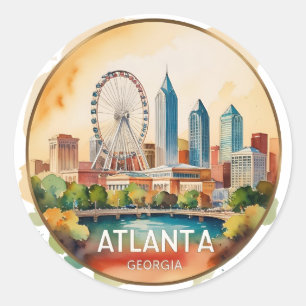 Pegatina Redonda Horizonte de Atlanta Georgia