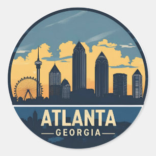 Pegatina Redonda Horizonte de Atlanta Georgia