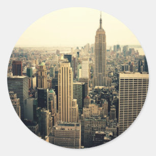 Pegatina Redonda Horizonte de New York City