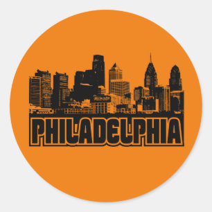 Pegatina Redonda Horizonte de Philadelphia
