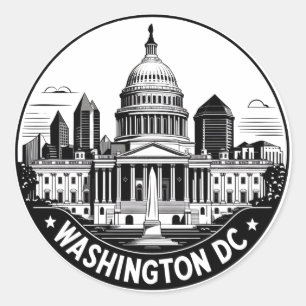 Pegatina Redonda Horizonte de Washington DC