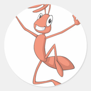 Pegatina Redonda Hormiga alegre