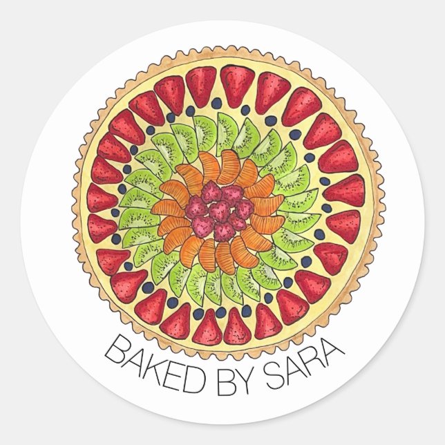 Pegatina Redonda Horneado casero por la cocina de la pieza de arte  (Anverso)