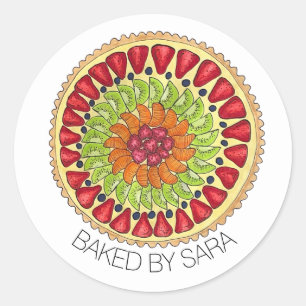Pegatina Redonda Horneado casero por la cocina de la pieza de arte