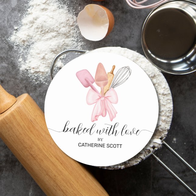 Pegatina Redonda Horneado con acuarela de amor personalizado (Subido por el creador)
