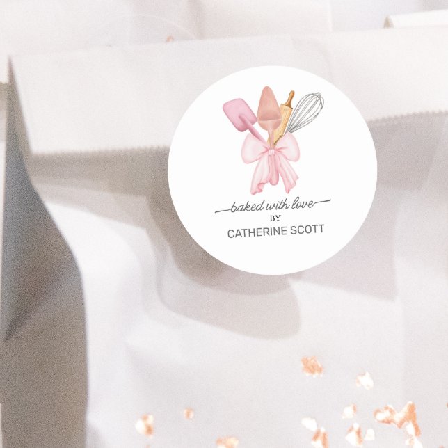 Pegatina Redonda Horneado con acuarela de amor personalizado (Subido por el creador)