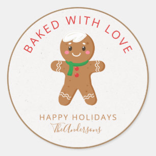 Pegatina Redonda Horneado con Amor Festividad Gingerbread