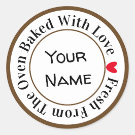 Pegatina Redonda Horneado con Amor Fresco del Horno con Chocolate N