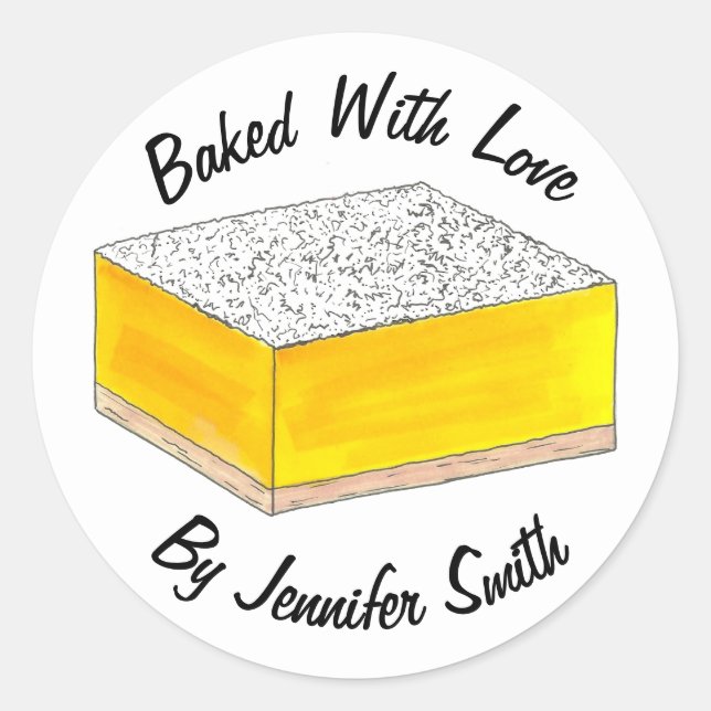 Pegatina Redonda Horneado Con Amor La Comida Personalizada Lemon Sq (Anverso)