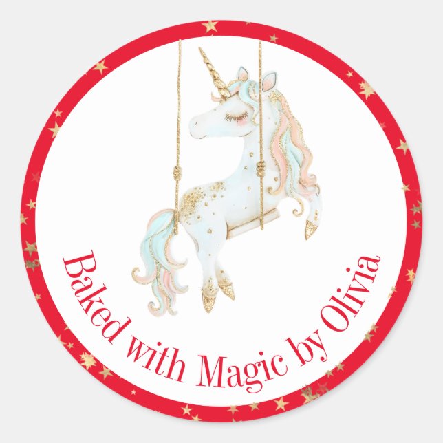 Pegatina Redonda Horneado con magia personalizada de vacaciones (Anverso)