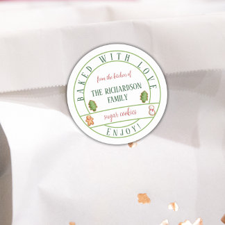 Pegatina Redonda Horneado con Navidades de amor, cookies de color d