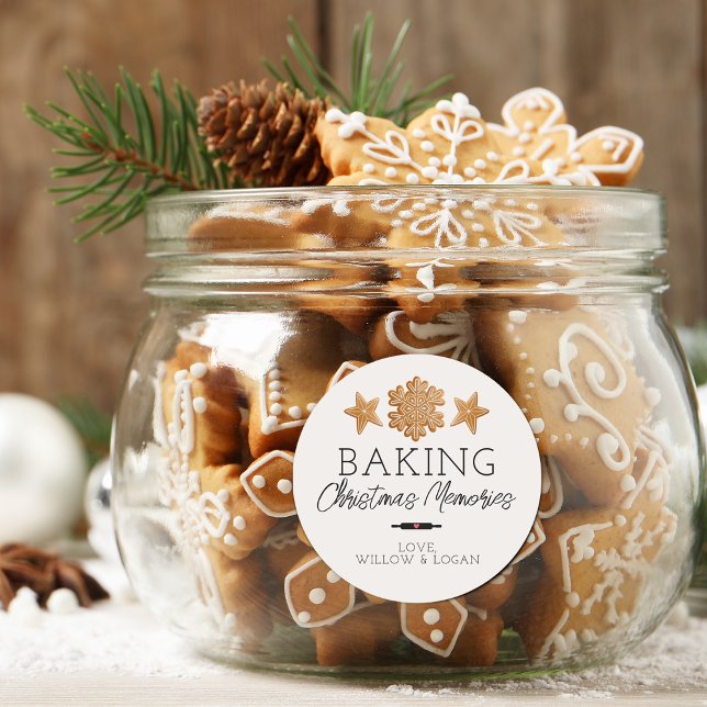 Pegatina Redonda Horneando Recuerdos de Navidad (Baking Christmas Memories Classic Round Sticker)