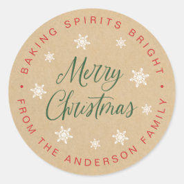 Pegatina Redonda Hornear Espíritus Brillantes Vacaciones en casa