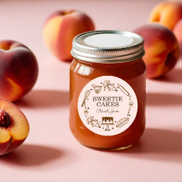 Pegatina Redonda Hornear y cocinar utensilios de madera textura Jar