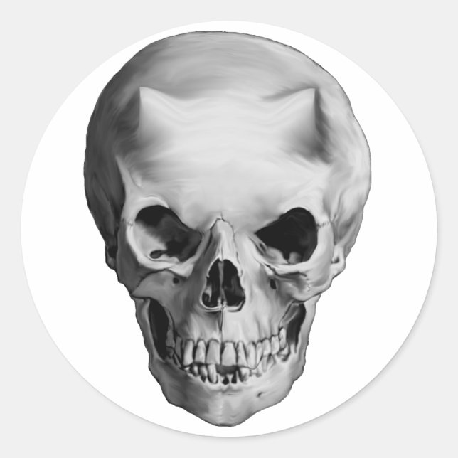 Pegatina Redonda Horno Demon Skull Gótico Malvado Halloween Devil (Anverso)