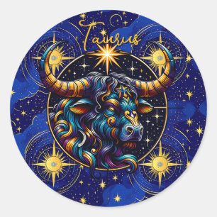 Pegatina Redonda Horoscopio Rótulo Taurus Zodiac Astrología