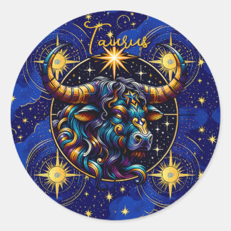 Pegatina Redonda Horoscopio Rótulo Taurus Zodiac Astrología
